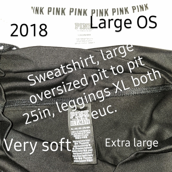 VS PINK SWEATSHIRT floral  OUTFIT.  sweatshirt oversized large, leggings XL - Picture 11 of 14